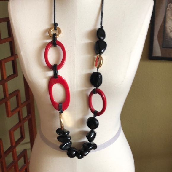 Chico's Jewelry - Chico’s pretty black, red and  gold necklace.